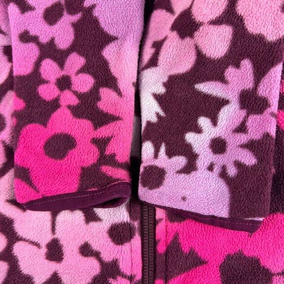 The North Face Sweatshirt Kids Infant 3 Pink Floral Faded Fleece Full Zip Hoodie - Picture 4 of 14